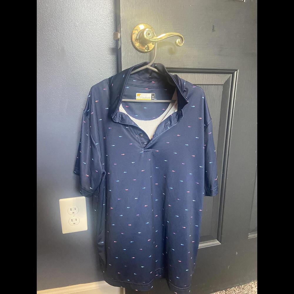 Nicklaus Stylish Boy's Short Sleeve Polo Shirt - Navy with Colorful Accents YMed